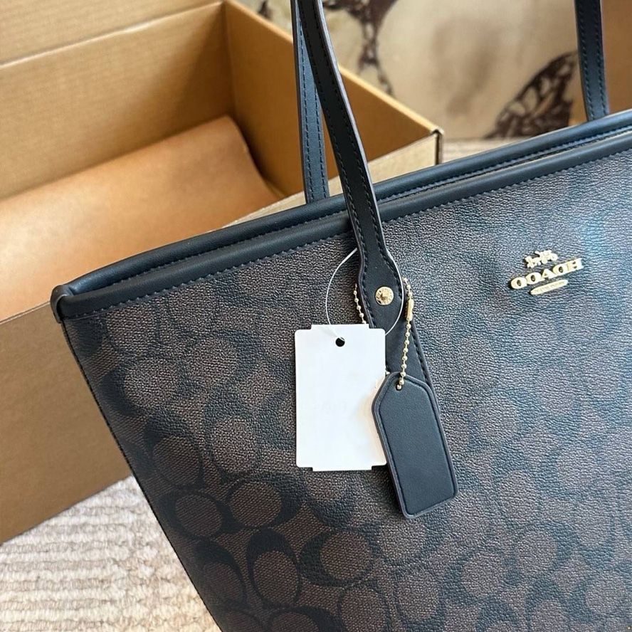 Designer Bag Shoulder Bag Handbag City tote bag Classic Brown and Black Monogram Bag Classic coated monogram canvas Smooth leather trim Bag Best Selling Commuter Bag - 6 of 9