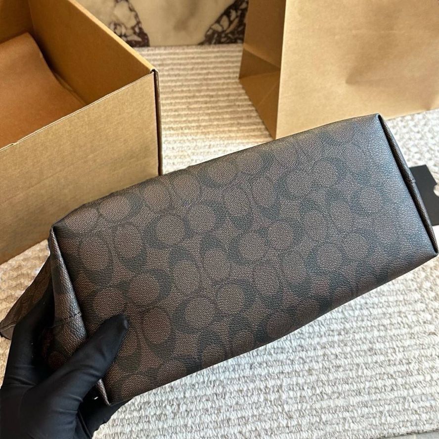 Designer Bag Shoulder Bag Handbag City tote bag Classic Brown and Black Monogram Bag Classic coated monogram canvas Smooth leather trim Bag Best Selling Commuter Bag - 4 of 9