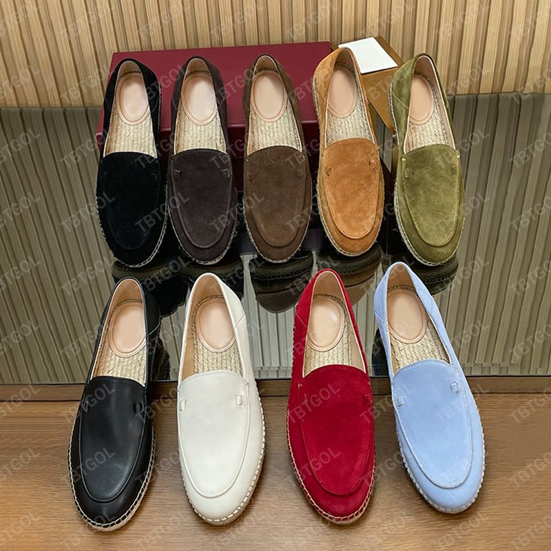 Chic Women Loafer Slides Espadrille Mules Straw Woven Suede Leather Designer Casual Shoes Backless Loafers Breathable Straw Mesh 1034 - 5 of 8
