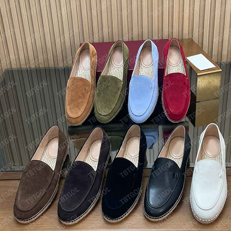 Chic Women Loafer Slides Espadrille Mules Straw Woven Suede Leather Designer Casual Shoes Backless Loafers Breathable Straw Mesh 1034 - 7 of 8