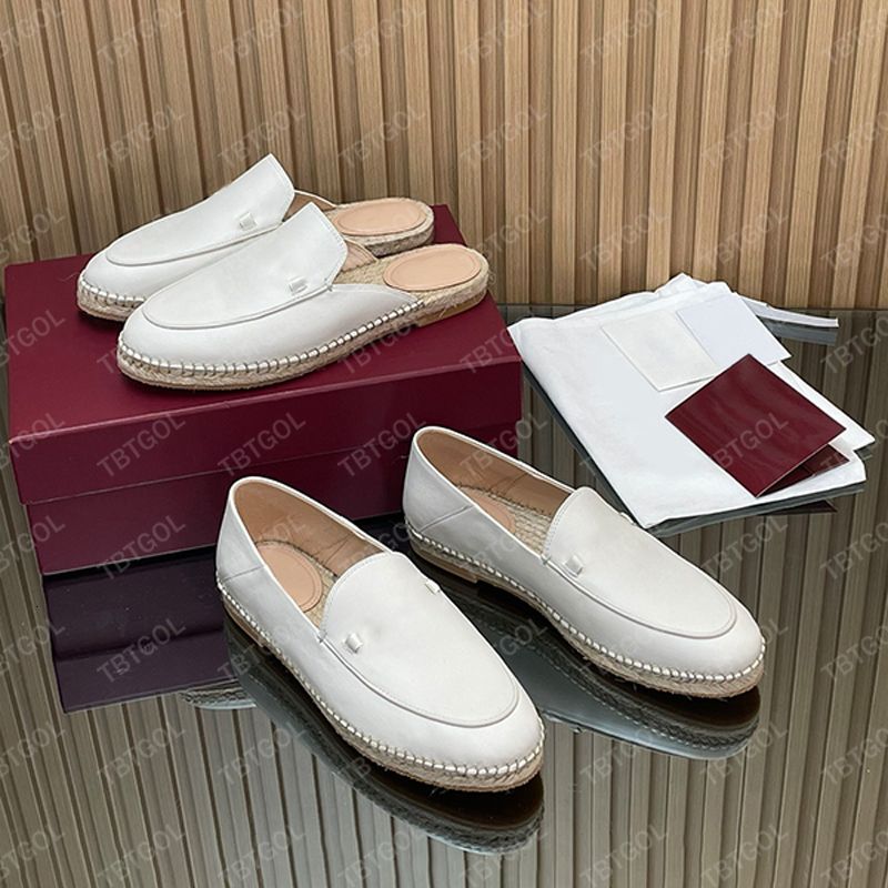 Chic Women Loafer Slides Espadrille Mules Straw Woven Suede Leather Designer Casual Shoes Backless Loafers Breathable Straw Mesh 1034 - 4 of 8