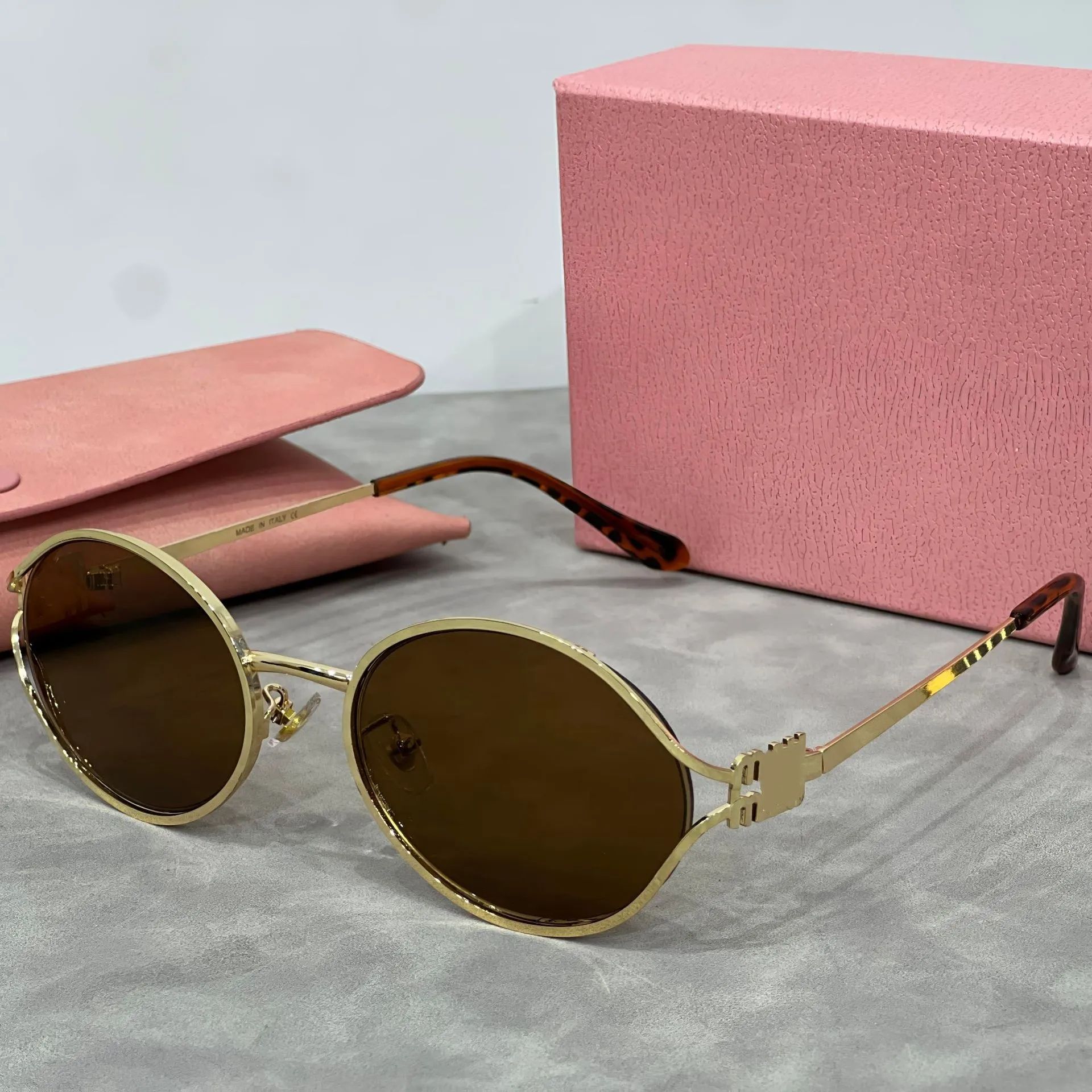 MU Classic Sunglasses Women HOT Designer Fashion Retro Eyewear Outdoor Beach Leisure Style Goggles UV400 Anti-Ultraviolet Metal Oval Full Frame Random Box High mm - 1 of 5