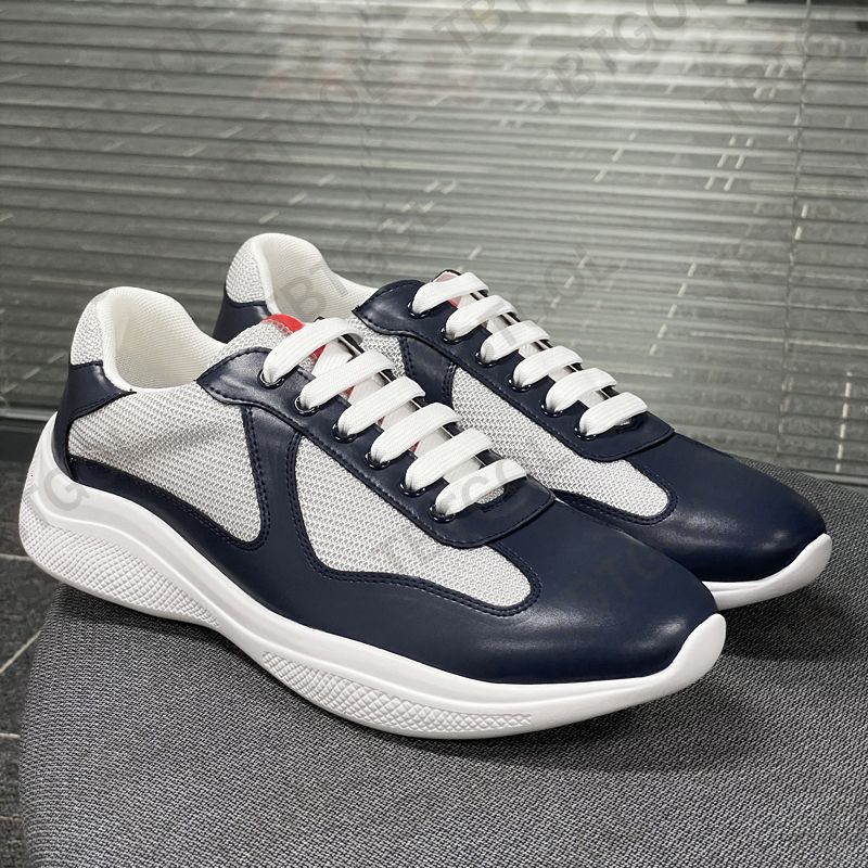 Luxury Sport Shoes Designer Men Americas Cup Yachting Sneakers Runner Flat Trainers Casual Shoes Patent Leather Black Blue Mesh Lace-Up Outdoor Shoes NO53 - 5 of 9