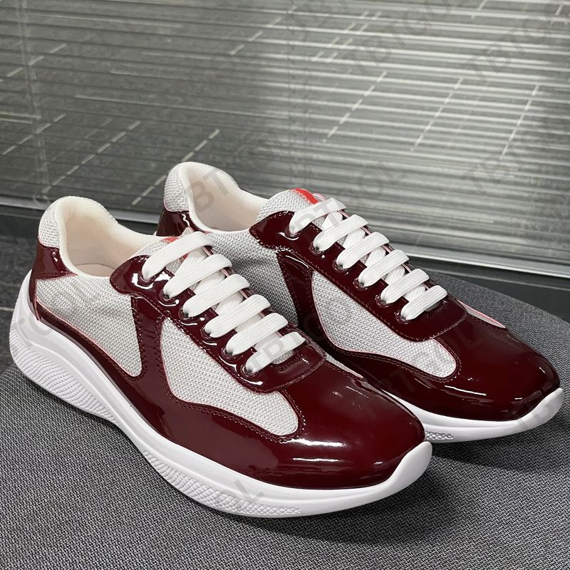 Luxury Sport Shoes Designer Men Americas Cup Yachting Sneakers Runner Flat Trainers Casual Shoes Patent Leather Black Blue Mesh Lace-Up Outdoor Shoes NO53 - 3 of 9