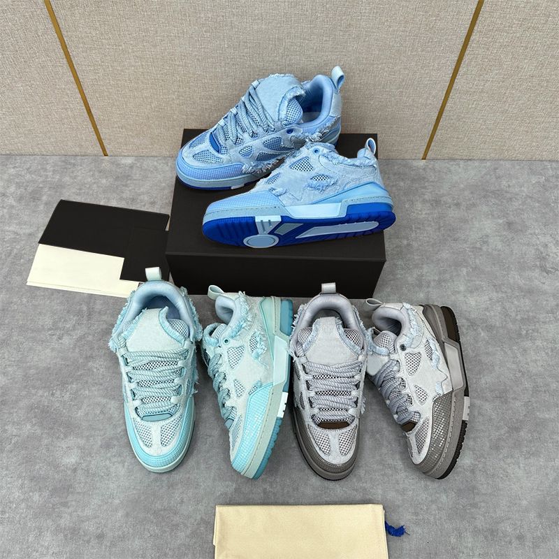 Top Quality Designer Men Women Low Top Skate Classic Sneakers Patchwork Leather Mesh Rhinestone Platform Casual Walking Lace Up Fashion Trainer Shoes EU36-47 - 6 of 8