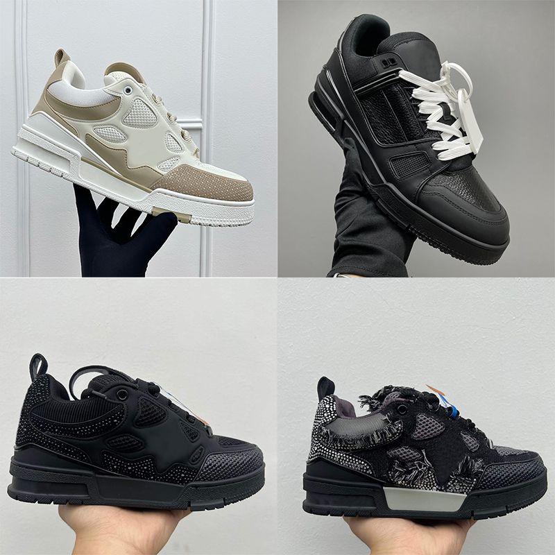 Top Quality Designer Men Women Low Top Skate Classic Sneakers Patchwork Leather Mesh Rhinestone Platform Casual Walking Lace Up Fashion Trainer Shoes EU36-47 - 5 of 8