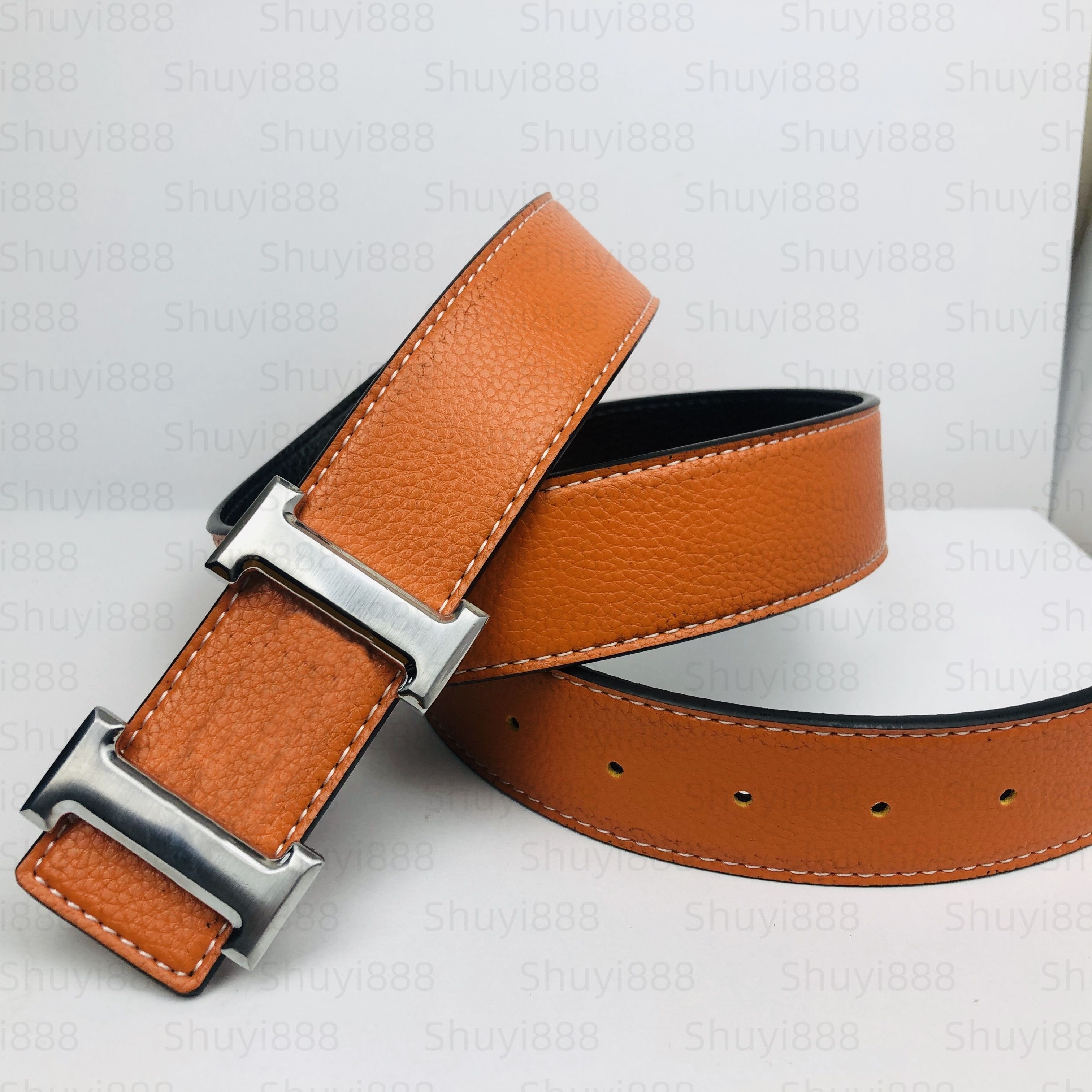 men belt designer women belt mens belt ceinture fashion belt womens belt 38mm genuine leather letter H buckle belt classic business leisure girdle with box - 7 of 9