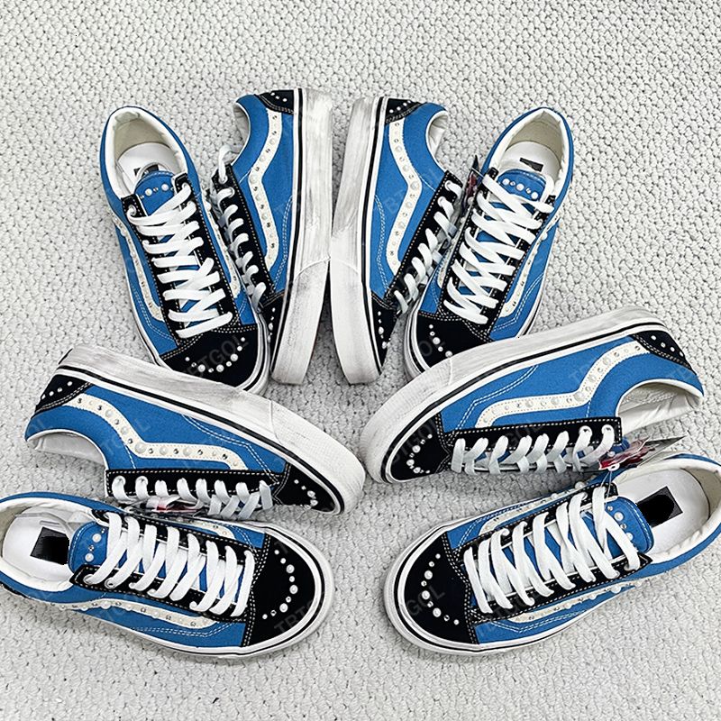 Free Shipping Designer Classic Pearlized Canvas Shoes Men Sneakers Women Old Skools Shoes Pearl Retro Skate Flats Scarpe Plate-forme Trainers Casual Shoes 1083 - 8 of 9