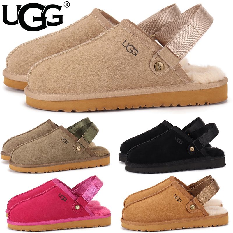 UGG Women's Goldenstar Platform Slippers Adjustable Strap Back Band Suede Shearling Lined Slip On Winter Outdoor Mule Slides Multiple colors - 1 of 8