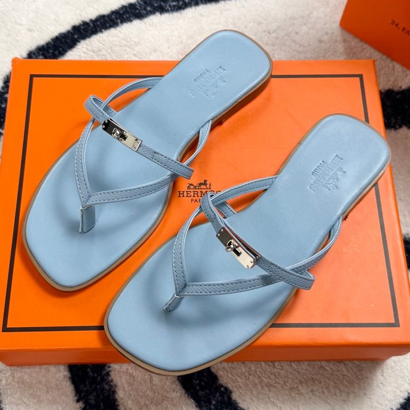 Hermes Miss sandal women Empir Kelly Buckle Thong designer Sandals Genuine Leather Flat Minimalist Slip On Summer Beach Flip Flop Slippers Multi Colors - 6 of 8