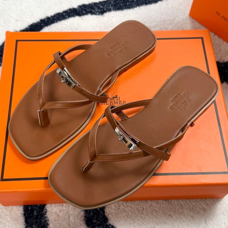 Hermes Miss sandal women Empir Kelly Buckle Thong designer Sandals Genuine Leather Flat Minimalist Slip On Summer Beach Flip Flop Slippers Multi Colors - 4 of 8