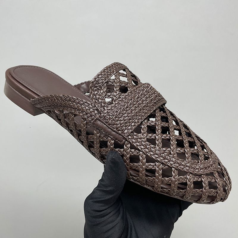 26P Women Designer Loafers Top Quality Slingback Shoes Leather Crystal Loafers Flats Woven Slippers Mules Sandals Party Dress Shoes Fashion Casual Office Flats 755 - 7 of 8