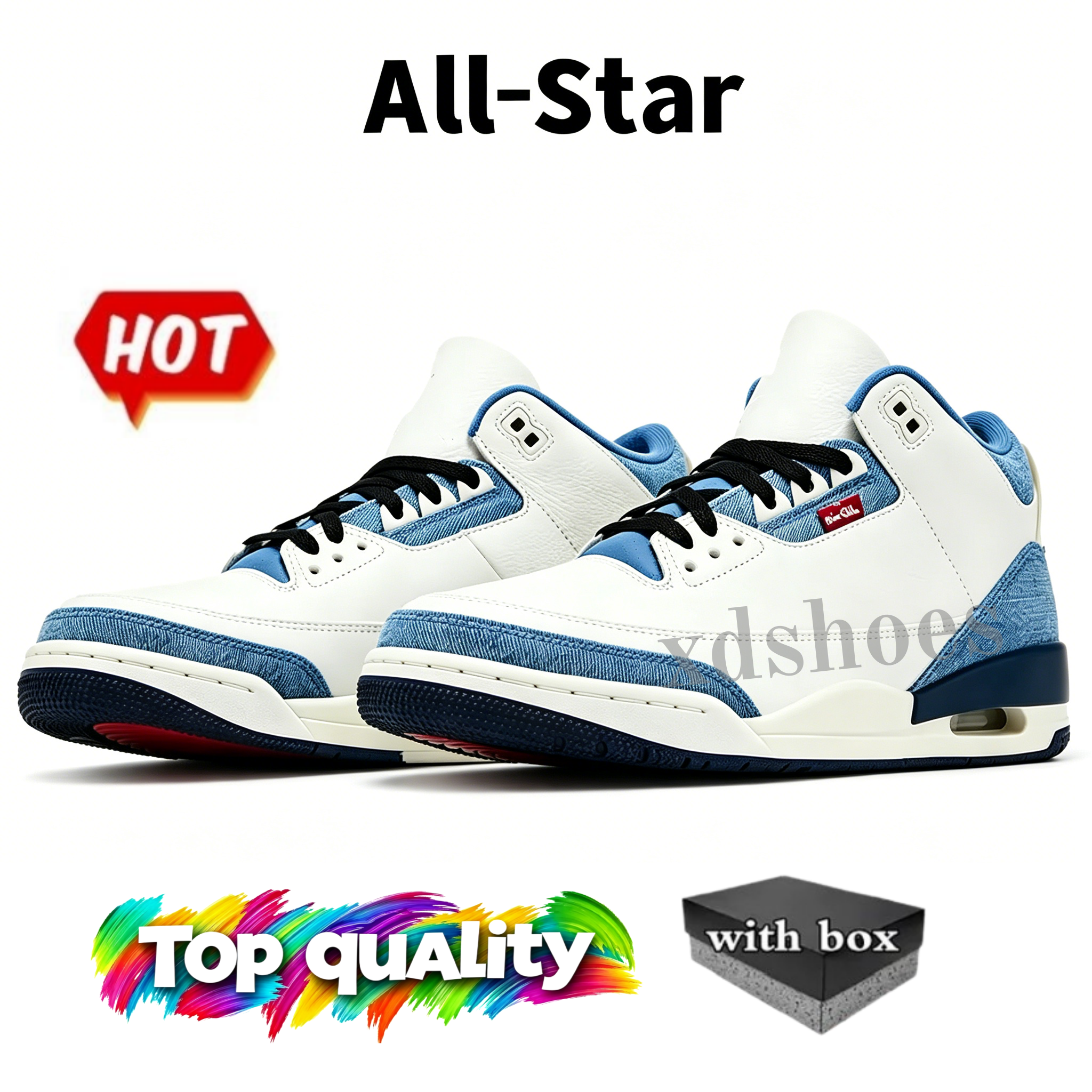With box 3 Basketball Shoes 3s Black Cat Medium Olive SoleFly Brazil BIN 23 True Blue Worlds Best Dad Champagne Oysters Denim Pink Glow Mens Womens Trainers Sport - 7 of 8