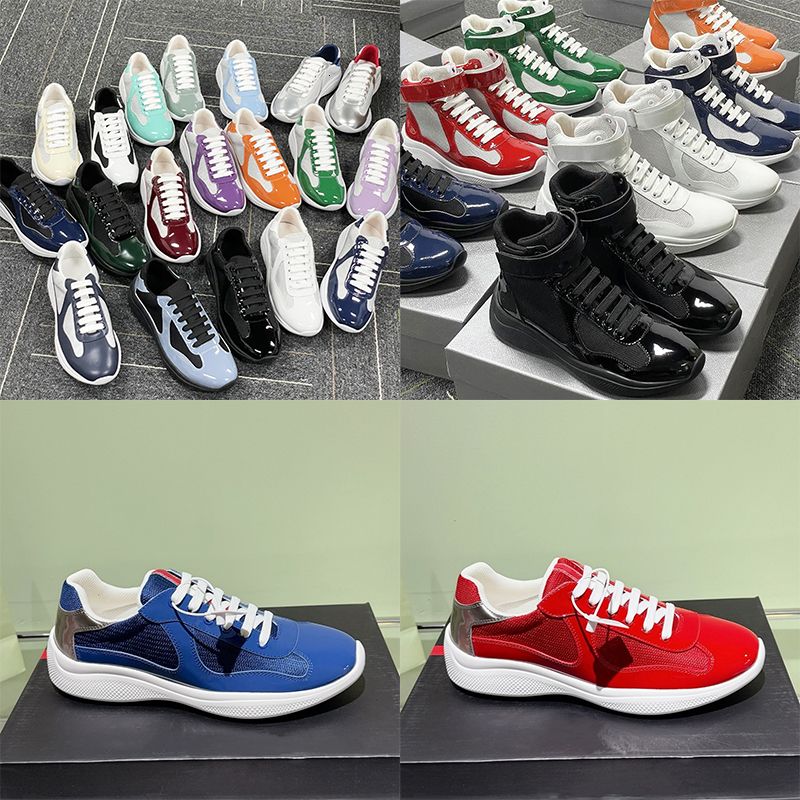 2026 Top Quality Sneakers Luxury Plus Size EU49 Americas Cup Sneakers Men Women Patent Leather Mesh Lace Up Casual Outdoor Sport Trainers 53 - 2 of 9