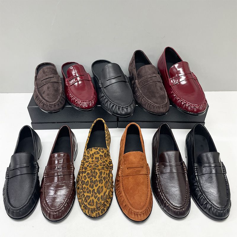 Premium Designer Loafers Mules Men Genuine Leather Ruched Penny Loafers Men Pleated Slippers EU47 Women Loafer Luxury Le Loafers Slip On Dress Shoes 1137 - 6 of 8