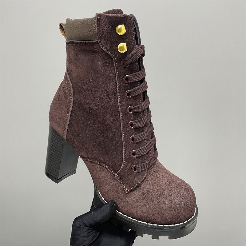 2026 New Designer Star Trail Ankle Boots Women High Heels Boot Classic Martin Desert Boots Girls Lady Suede Leather Boots Print Letter Platform Boot Shoes 013 - 4 of 8