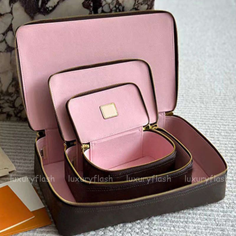 Designer Makeup Bags Storage Box Fashion Vintage Travel Cases Bag Zipper Leather Luxury Pink Ladies Cosmetic Jewelry Box - 1 of 8