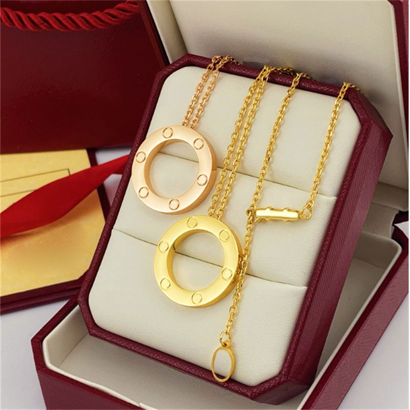 Luxury Designer Necklace Diamond Screw Love Necklaces For Men Cool Aesthetic Double Hoop Cjeweler Chains Woman Pendant Necklaces Ladies jewlery designer for women - 7 of 7