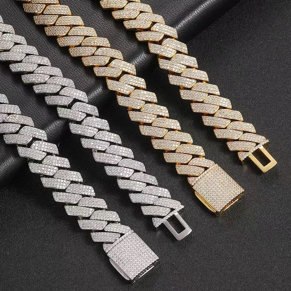 Necklace Moissanite designer chain silver gold rose gold iced out chain pass diamond tester pendant 925 Sterling Vvs cuban link chain - 9 of 9