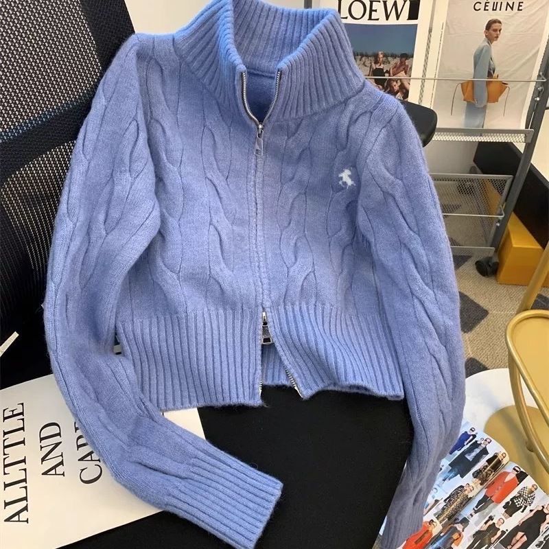 3 Colors Womens Designer Sweater Designer Pullover Fashion Turtleneck Autumn Long Sleeve Cardigan Logo Embroidery Coat Zipper Lady Jacket Tops - 7 of 7