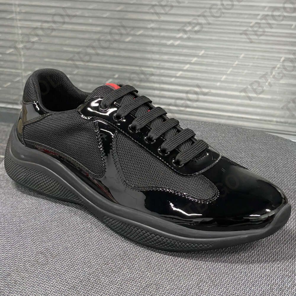 Luxury Sport Shoes Designer Men Americas Cup Yachting Sneakers Runner Flat Trainers Casual Shoes Patent Leather Black Blue Mesh Lace-Up Outdoor Shoes NO53 - 4 of 9