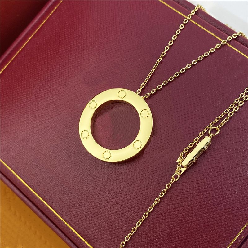 Luxury Designer Necklace Diamond Screw Love Necklaces For Men Cool Aesthetic Double Hoop Cjeweler Chains Woman Pendant Necklaces Ladies jewlery designer for women - 3 of 7