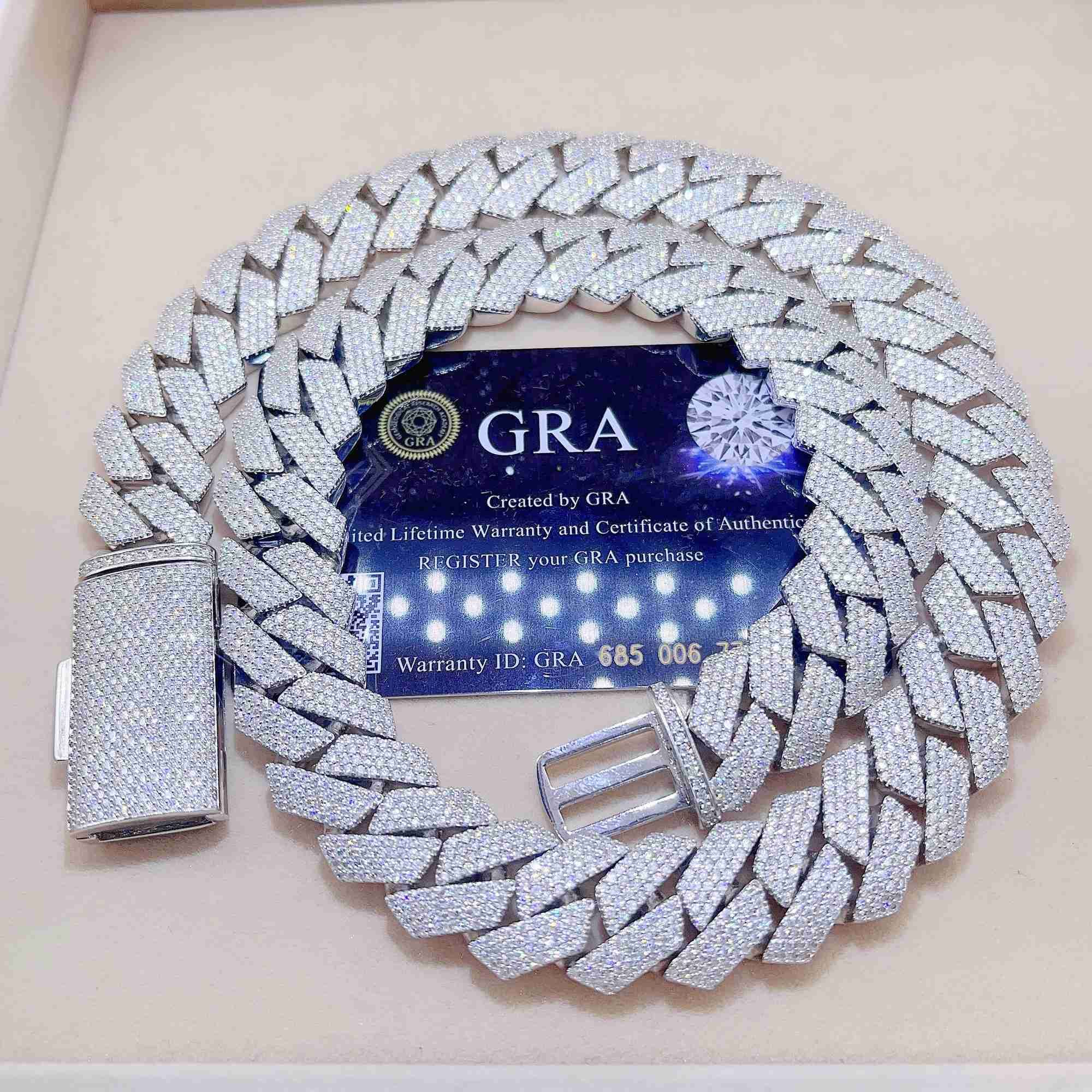 Necklace Moissanite designer chain silver gold rose gold iced out chain pass diamond tester pendant 925 Sterling Vvs cuban link chain - 4 of 9