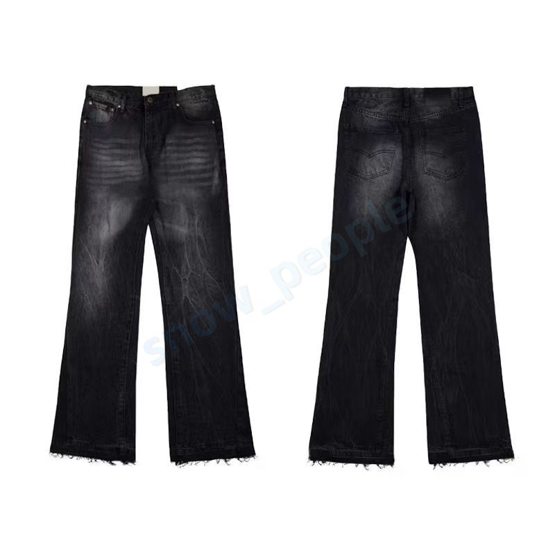 Mens Designers Flared Jeans Hip Hop Spliced men jeans Distressed Ripped Slim Fit Denim Trousers Mans Streetwear Washed Pants Size S-XL - 6 of 8