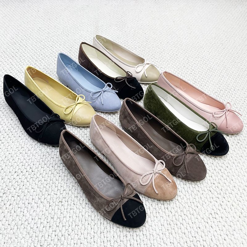 New Women Fur Ballet Flats Ballerine Velours Sandals Designer Bow Ballerina Shoes Loafers Ballet Sneakers Round Toes Leather Dress Shoes 891 - 2 of 8