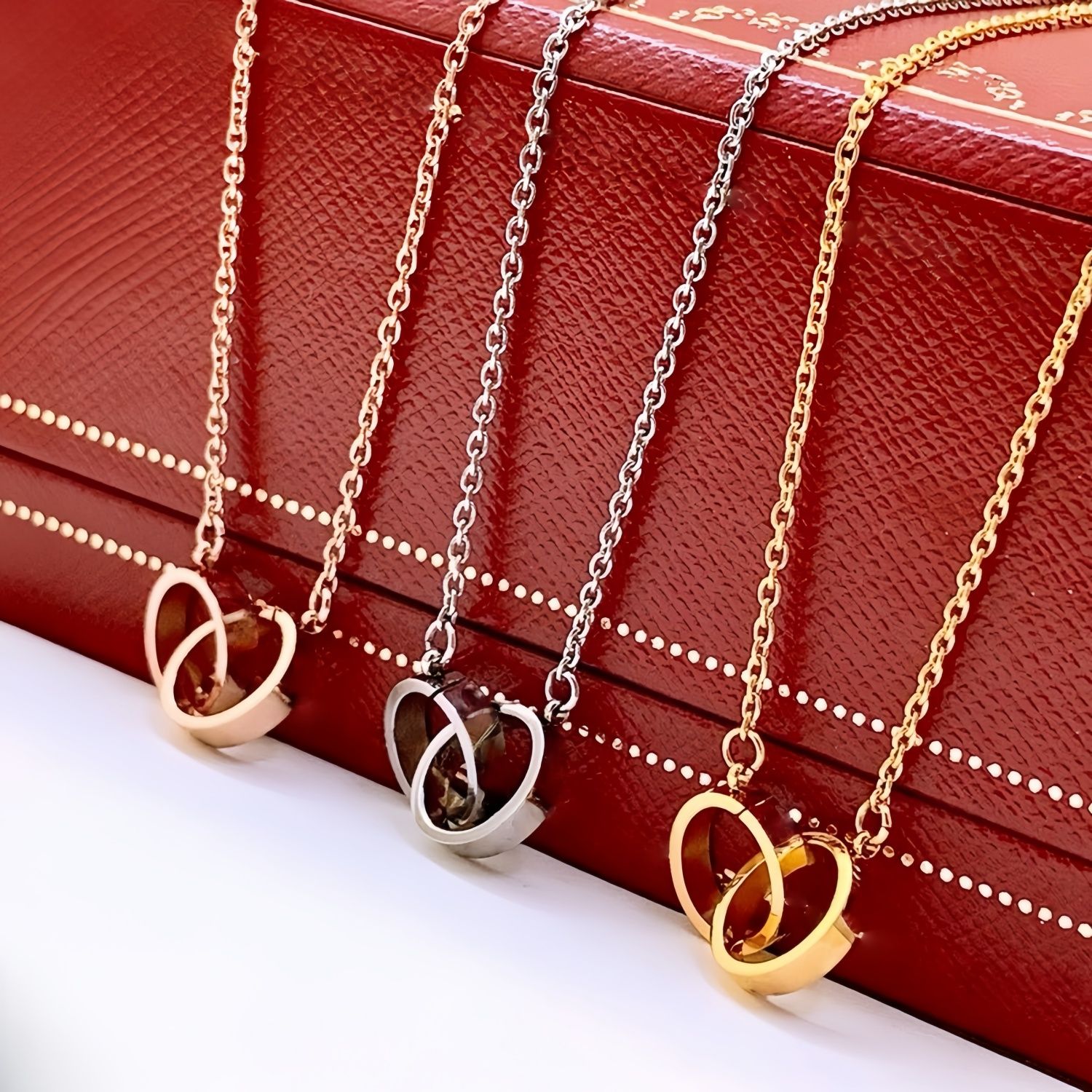 Luxury designer jewelry love gold necklace designer women men diamond fashion stainless steel daily outfit Valentine's Day gift high quality silver design necklace - 4 of 4