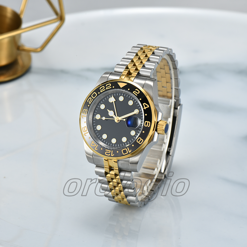 watch mens automatic mechanical ceramics watches 40mm full stainless steel Gliding clasp wristwatches sapphire super luminous - 7 of 9