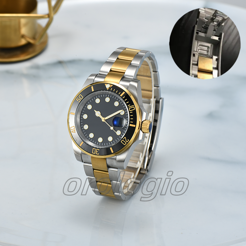 watch mens automatic mechanical ceramics watches 40mm full stainless steel Gliding clasp wristwatches sapphire super luminous - 8 of 9