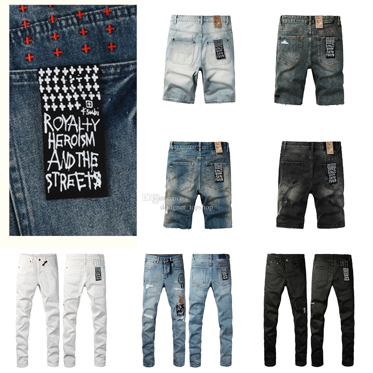 designer KSUBI jeans for mens jean ksubi short pants men trends distressed black ripped biker slim fit motorcycle sweatpants - 2 of 8