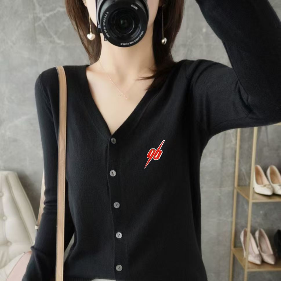 Womens Cardigan Sweaters Designer Wool Sweater Winter Warm Knits Shirts Long Sleeves Woman Classic Sweatshirt Tops Embroidery Shirt S-XL - 7 of 9