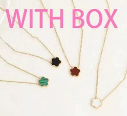 With BOX Classic Clover Necklace Pendant Pearl Mother S925 silver Plated 18K for Women's Girl Valentine's Day Mother's Day Engagement designer luxury Jewelry Gift - menswatches1cool