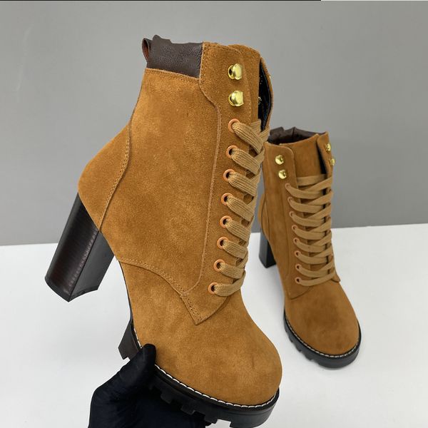 Suede Star Trail Boots Designer Women Boots Leather High Heels Winter Martin Boot Womens Ankle Booties Vintage Style 013 - Shoes & Accessories - menswatches1cool