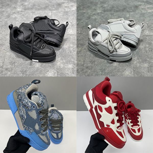 Top Quality Designer Men Women Low Top Skate Classic Sneakers Patchwork Leather Mesh Rhinestone Platform Casual Walking Lace Up Fashion Trainer Shoes EU36-47 - Shoes & Accessories - menswatches1cool
