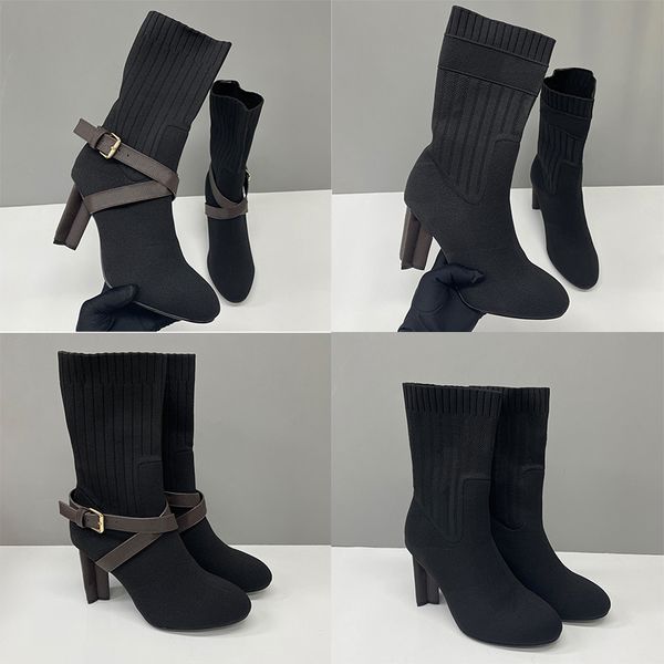 Designer Women Sock Boots Silhouette Ankle Boot Black Martin Booties Stretch High Heel Boots Over The Knee Boots Winter Canvas Cowboy Boots Thick Letter Shoes 50 - Shoes & Accessories - menswatches1cool
