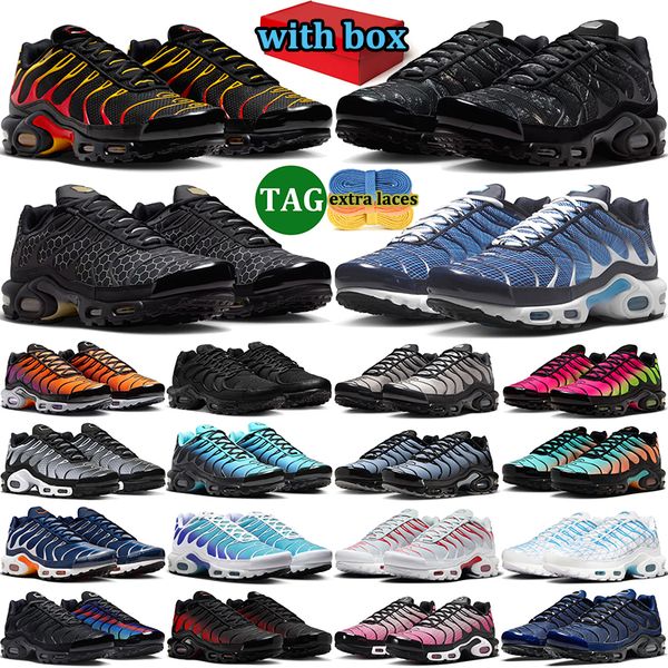 with box tn tns plus sneakers men women designer running shoes durable trainers outdoor comfortable sports shoe Triple Black White Grey Midnight Navy - Shoes & Accessories - menswatches1cool
