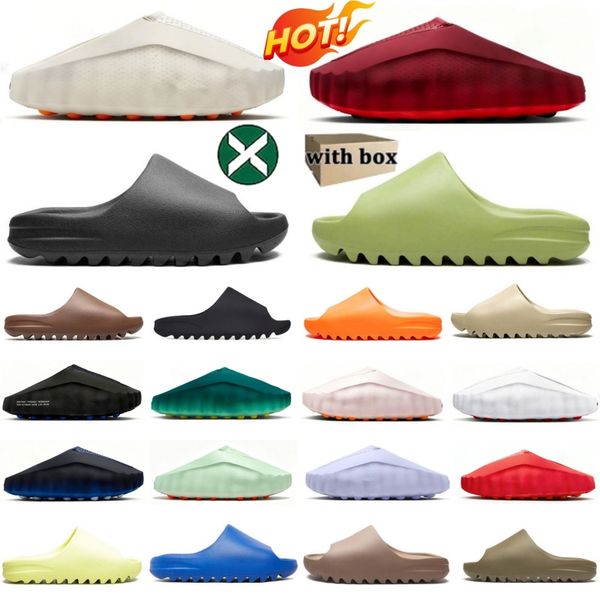 Free Shipping Designer slides for men slippers 001 onyx Bone Azure Flax Pure Ochre glow green Resin Soot womens sandals solid slide slipper sandal - Shoes & Accessories - menswatches1cool