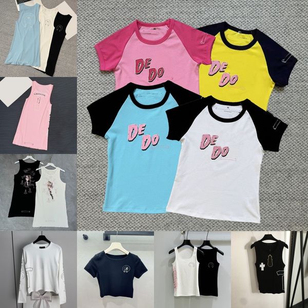 Designer Printed T Shirts Women Round Neck Slim Fit Bottoming Tops Summer Brand Street Style Tank Top Birthday Nightclub Vest - Apparel - menswatches1cool