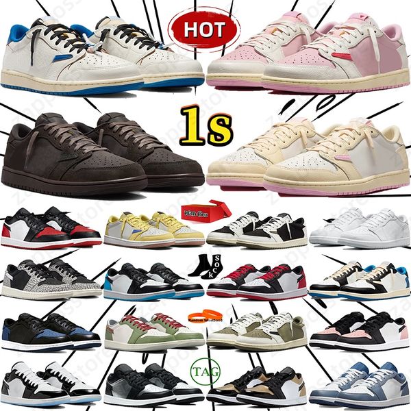Designer for Men Women Low 1 1s Basketball Shoes Sneakers Black Phantom Tropical Pink Sail Medium Olive Outdoor Sports Trainers Sneaker Traviscotts Shoes EUR 36-45 - Shoes & Accessories - menswatches1cool