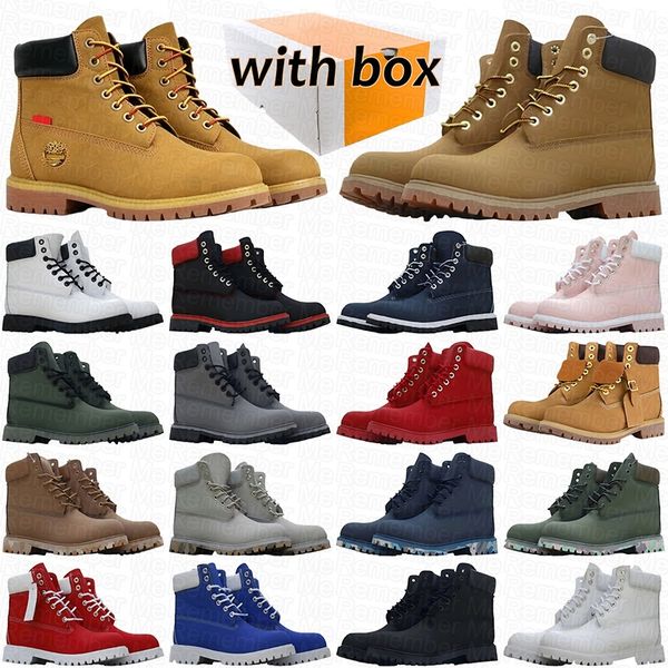 With Box Designer Boots Cowboy White Black Blue Pink Hiking Ankle Booties Men Women Winter Shoes tan bottom Platform Half Boot - Shoes & Accessories - menswatches1cool