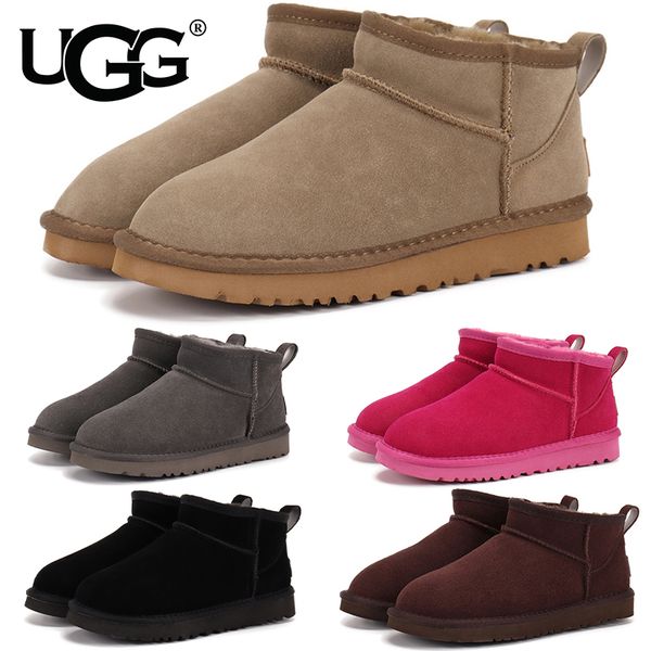 UGG Women's Classic Ultra Mini Snow Boots Suede Shearling Lined Flat Sole Anti-slip Warm Winter Ankle Boots Multiple colors - Shoes & Accessories - menswatches1cool