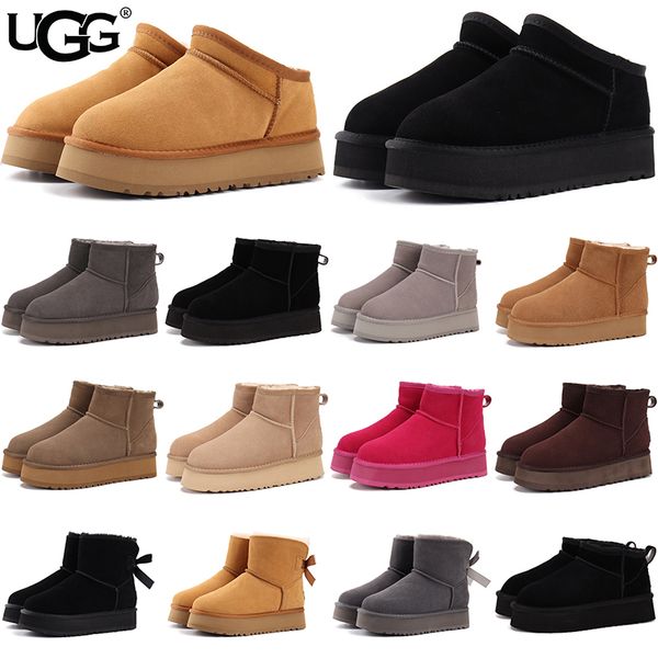 UGG Women's Classic Ultra Mini Platform Boots Suede Shearling Lined Thick Sole Winter Warm Anti-Slip Ankle Snow Boots Multiple colors - Shoes & Accessories - menswatches1cool