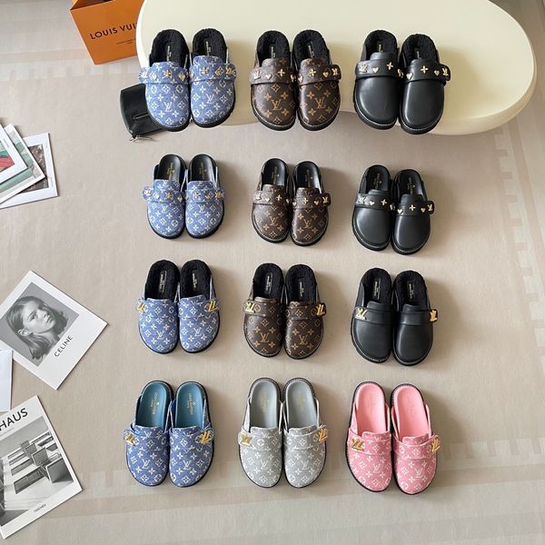 Louis Vuitton Cosy comfort Mule Clogs For Women Fleece Lined Warm Backless Platform Slides Non Slip Casual Autumn Winter Indoor Outdoor Slippers Multiple colors - Shoes & Accessories - menswatches1cool