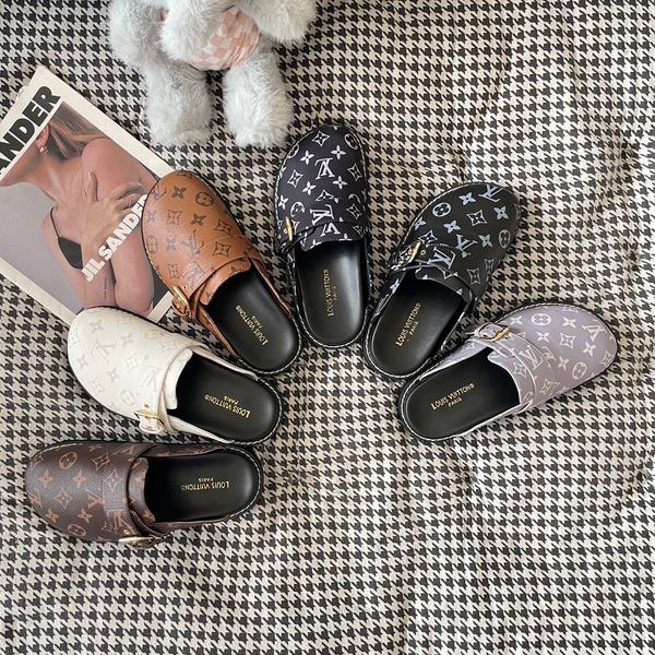 Louis Vuitton Cosy Flat Comfort Clog Easy Mule Women Gold Luxury Monogram Print Slipper Soft Flat Sole Outdoor Casual Walking Slippers Multiple colors - Shoes & Accessories - menswatches1cool