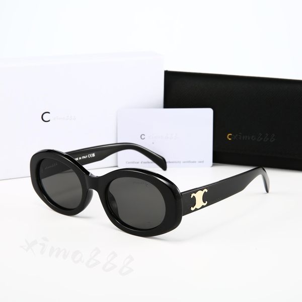 Designer Sunglasses Black Acetate Frame Dark Gray Lens Sunglasses For Women UV400 Nylon Lenses Polished Metal Luxury Sunglasses Oval Cat Eye Glasses - Fashion Accessories - menswatches1cool