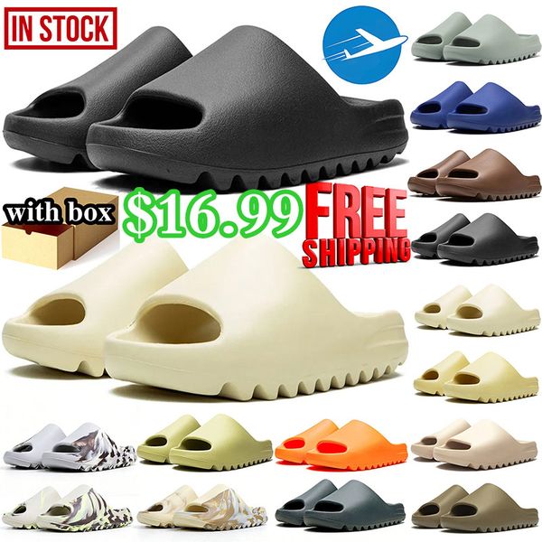 free shipping with box designer mens womens slides slippers sandals desert sand Bone Resin Slate Grey Glow Green slide sandal shoes summer - Shoes & Accessories - menswatches1cool