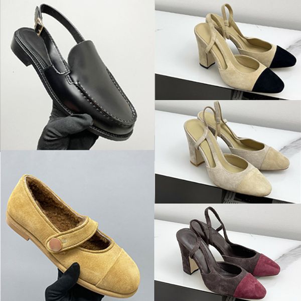 Designer Heels Slingback Shoes Leather Suede Loafers Women Ballet Flats Sling Back Wool Loafer Sandal Party Dress Shoes Fashion Casual Shoes 755 - Shoes & Accessories - menswatches1cool